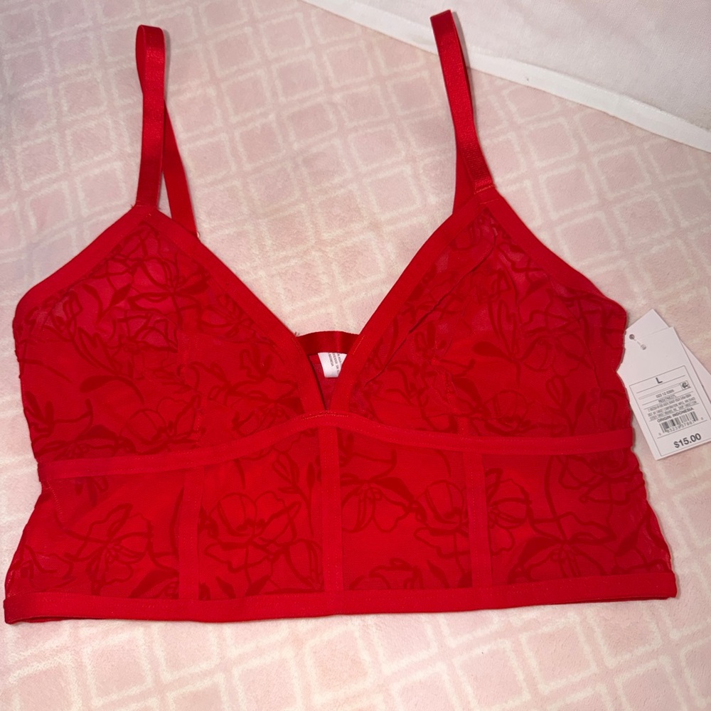Auden Red Floral Lace Bralette